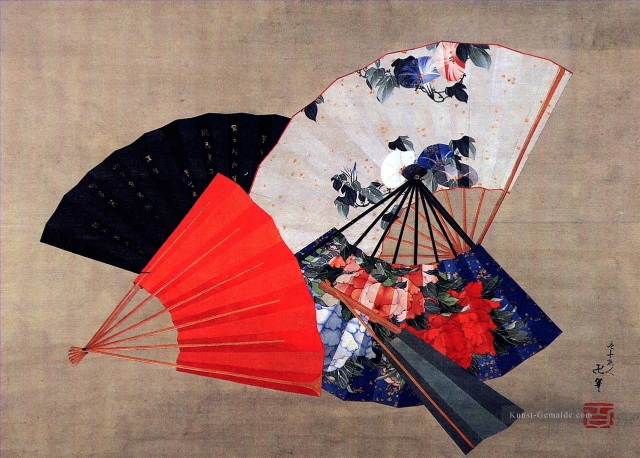 Fünf Fans Katsushika Hokusai Ukiyoe Ölgemälde